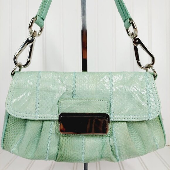 Express Turquoise Leather Shoulder Bag 0184 - Picture 2 of 15